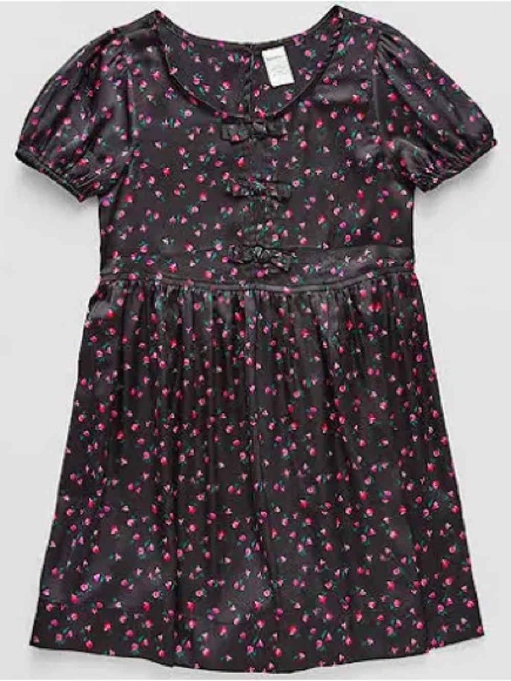 NWT Thereabouts brand Black Floral Print Satin Dress size 10/12
